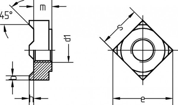 Dresselhaus Vierkant-Schweißmuttern 73181692 Nycote beschichtet M 12 mm 500 Stück