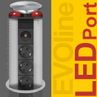 Schulte EVOline Port 03.947 versenkbare Steckdose 3fach LED rot Edelstahl