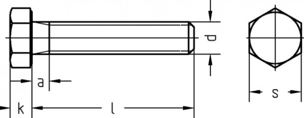 Dresselhaus Sechskantschrauben,Feingewinde mit Gewinde bis Kopf 10.9 DIN EN ISO 8676 (ehem.DIN 961)